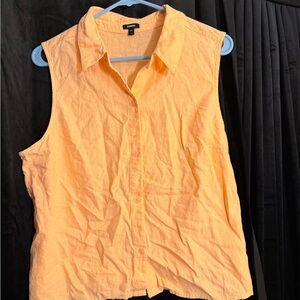 Express Sleeveless Button-Down Shirt - Peach Orange